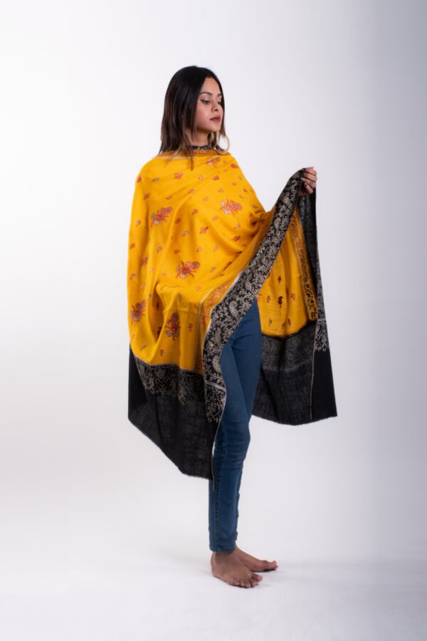 Pashmina Patch work shawl. Hand embroidered in Sozni work - Image 3