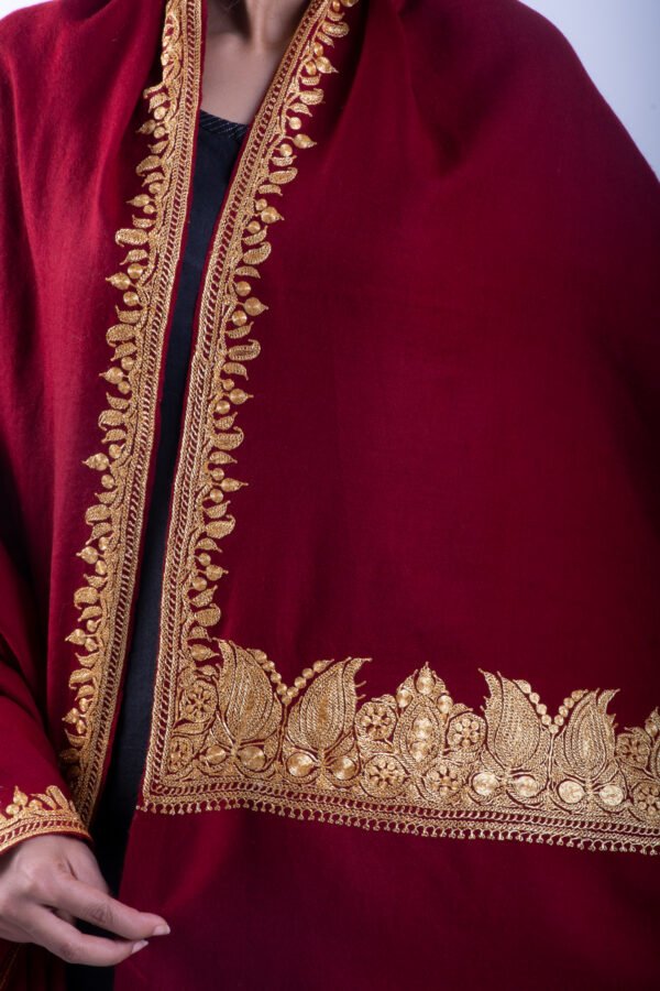 Golden threads romancing with maroon base! - Image 2